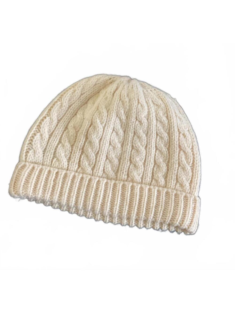 Gap  100% Lambswool Cozy Cream Cable Knit Beanie Hat